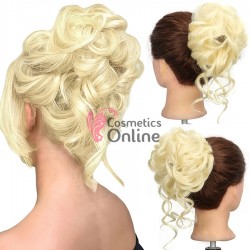 Coc modern din par artificial  cu elastic si suvite ATM613 - Blond Deschis